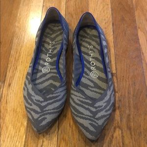 Rothy’s grey zebra pointed toe flat size 9